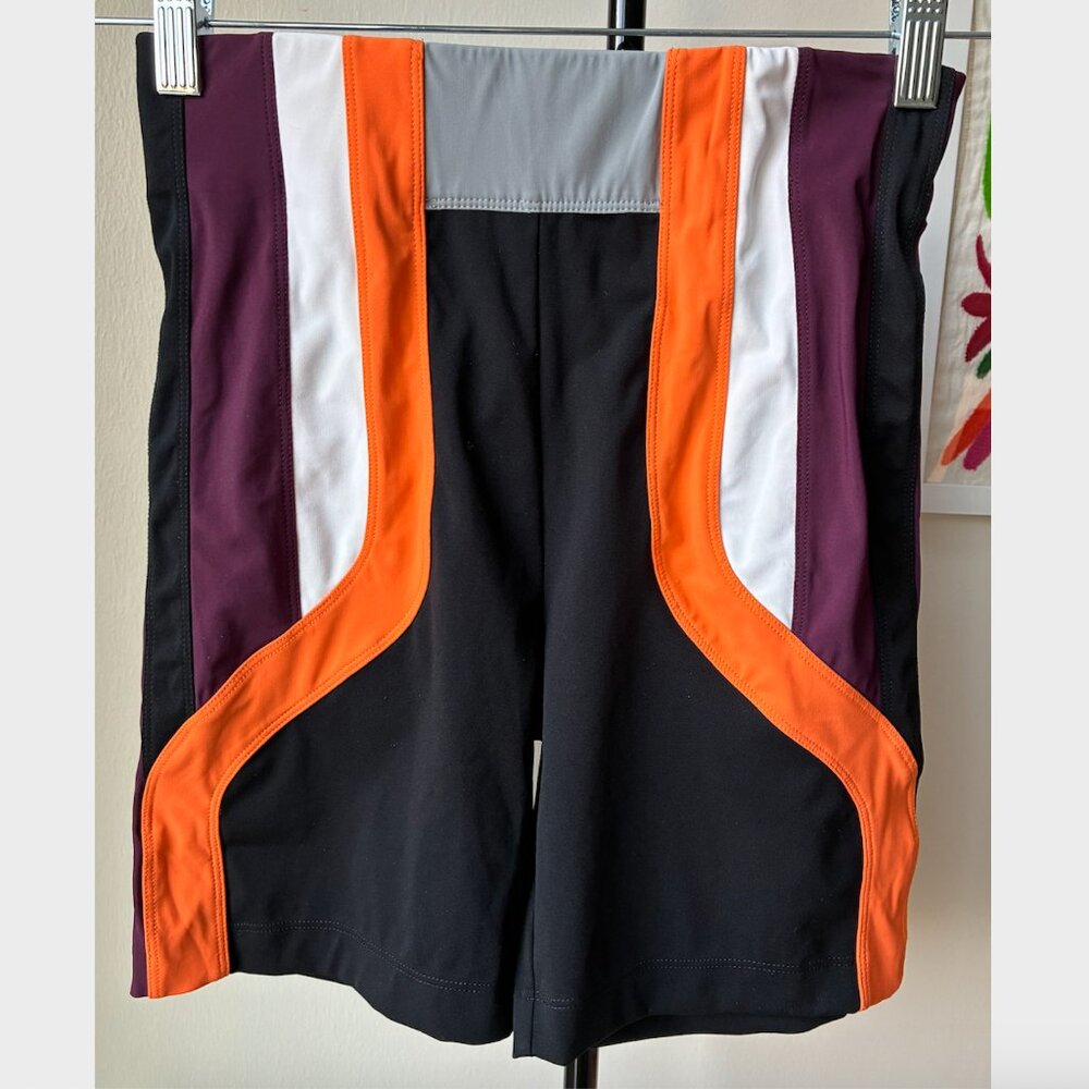 No Ka'oi	Color-Block Athletic Bike Shorts in Black, Orange, Purple, and Gray